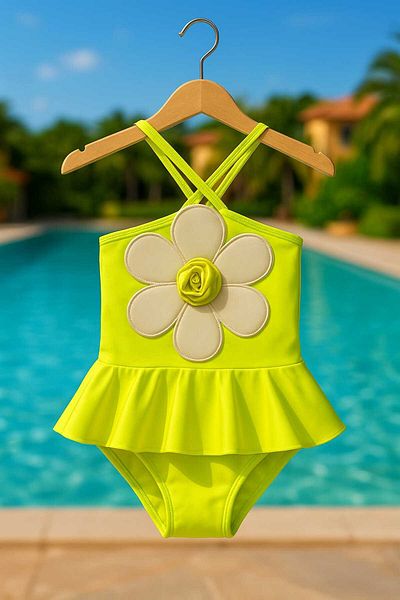 My Kids Wear Daisy Detailed Girl's Swimsuit