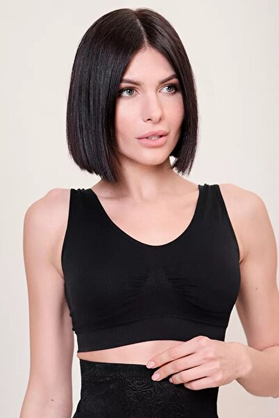 MİSTİRİK Panax Kalın Askılı Pedli Sarkma Önleyen Sütyen Siyah Renk