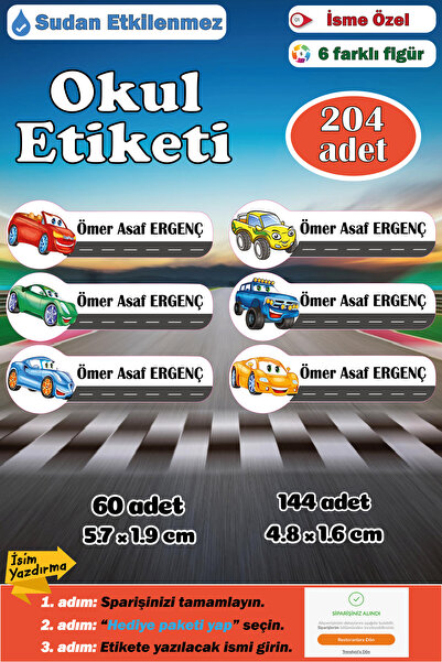 GSticker İsme Özel Okul Etiketi Isimli Etiket Kalem Defter Etiketi Sticker Kı...