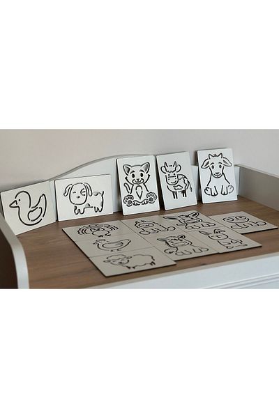Bellacasa Farm Animals Line Work Set, Educational Toy, Montessori Educational Toy, Engine Intelligence Game
