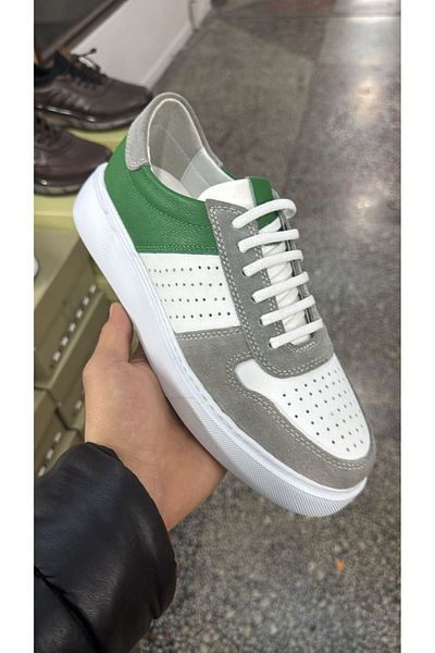 Greyybull Shoes White Green Leather Men's Sneakers