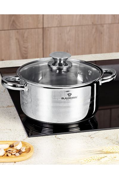 Blaumann Stainless Steel Casserole Pot With Lid 18 Cm 2.6 L Gourmet Line Induction Dishwasher Safe