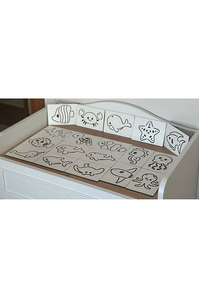 Bellacasa Sea Creatures Line Work Set, Educational Toy, Montessori Educational Toy, Engine Intelligence Game