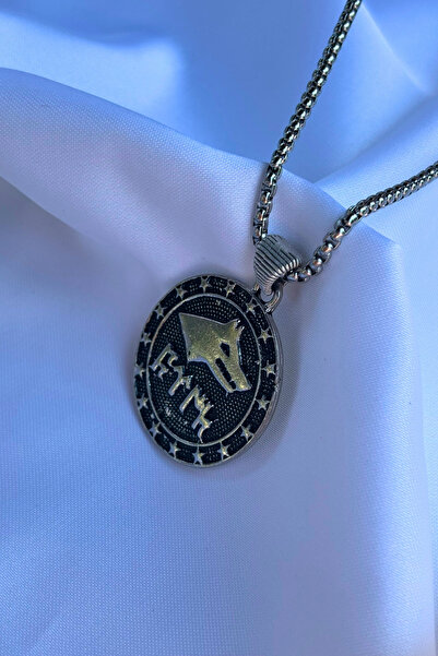 Begondio Göktürk Bayrağı El İşçiliği Paslanmaz Çelik Zincir Erkek Kolye