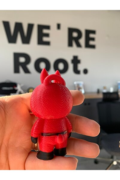 Root Made Labubu Squid Game Kıyafetli Minik Figür Kırmızı Labubu Halkalı