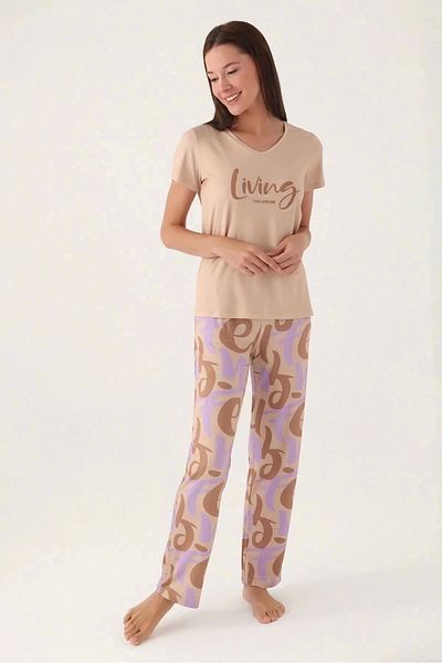 Arnetta Living Light Brown Women's Short Sleeve Pajama Set