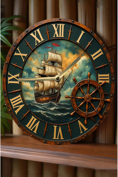 kutuTR Sessiz Yuvarlak Ahşap Duvar Saati, Kuvars Hareketli 3d Görünümlü 2d Saat Sdw