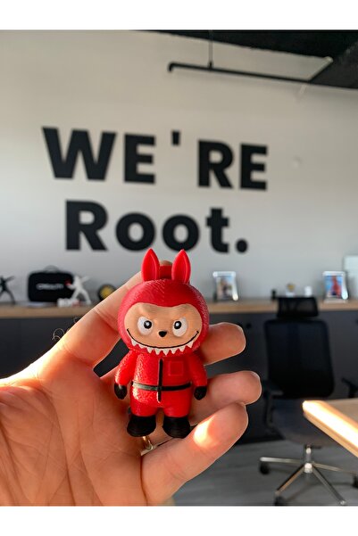 Root Made Labubu Squid Game Kıyafetli Minik Figür Kırmızı Labubu Halkalı
