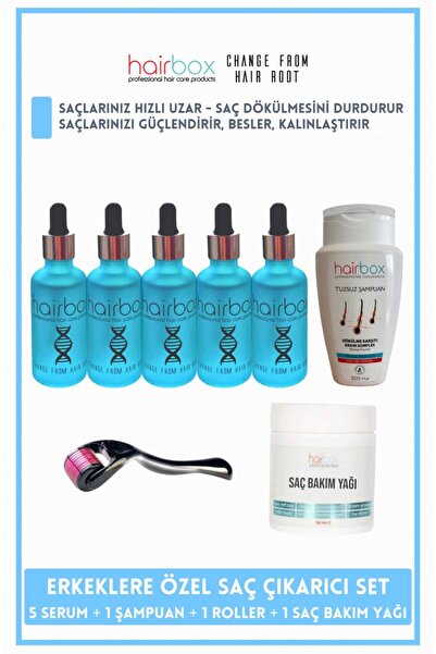 hairbox professional hair care products Erkek Saç Çıkarıcı Serum, Saç Çıkaran Serum , Saç Gürleştirici (5 ADET SERUM ŞAMPUAN TARAK VE YAĞ)