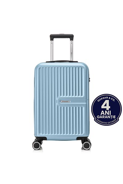 Quasar & Co. Troler De Cabina Platinum,55x37x20cm,troller Bagaj De Mana,valiza Cabina,4 Roti Duble,abs,albastru