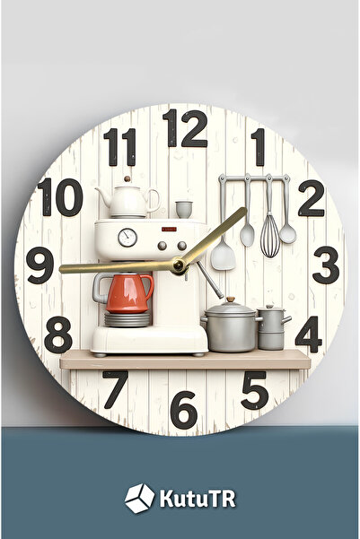 kutuTR Kitchen Style – Mutfak Temalı MDF Duvar Saati | Sessiz Mekanizma | 3D Görünümlü sdw230