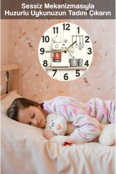 kutuTR Kitchen Style – Mutfak Temalı MDF Duvar Saati | Sessiz Mekanizma | 3D Görünümlü sdw230