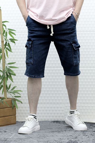 WAFRA Pantaloni scurți din denim cu buzunar cargo pentru bărbați