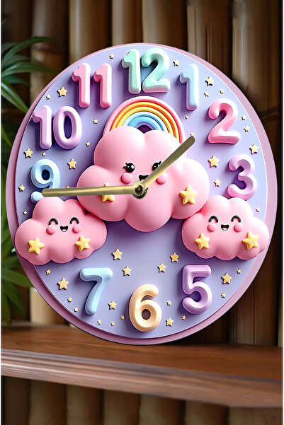 kutuTR Sessiz Yuvarlak Ahşap Duvar Saati, Kuvars Hareketli 3d Görünümlü 2d Saat Sdw Serisi