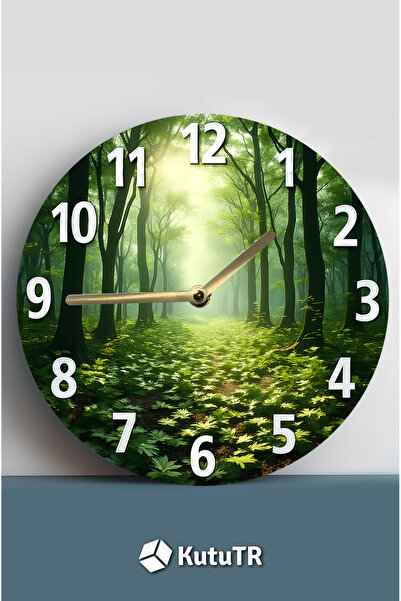 kutuTR Forest Path – Orman Temalı MDF Duvar Saati | Doğal Huzur ve Sessiz Mek...