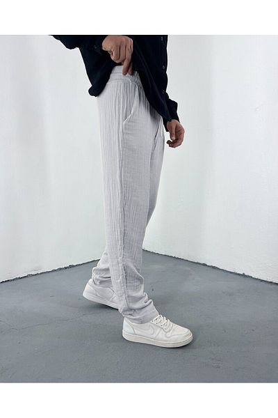 Deep sense Men's Muslin Fabric Summer Linen Trousers