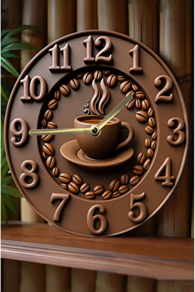 kutuTR Minimal Coffee – Kahve Çekirdekli MDF Duvar Saati | Sessiz Mekanizma s...