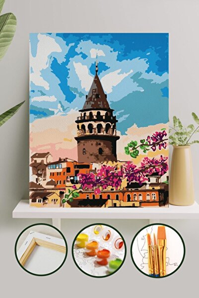 Palmiye Hobi Sanat Kırtasiye Sayılarla Boyama 40x50 Cm Tuval Seti Fırça Boya ...