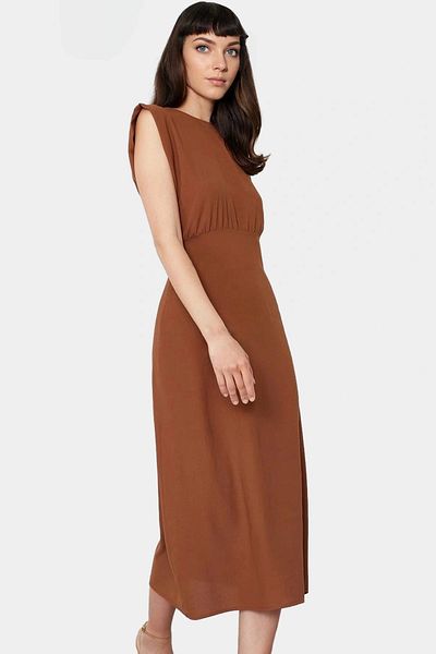 PayBuy Women's a Line Midi Length Polyester Woven Dress High Quality Comfortable Cut for Summer Seasons