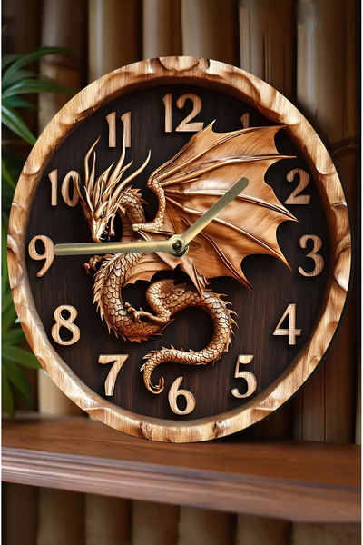 kutuTR Sessiz Yuvarlak Ahşap Duvar Saati, Kuvars Hareketli 3d Görünümlü 2d Saat