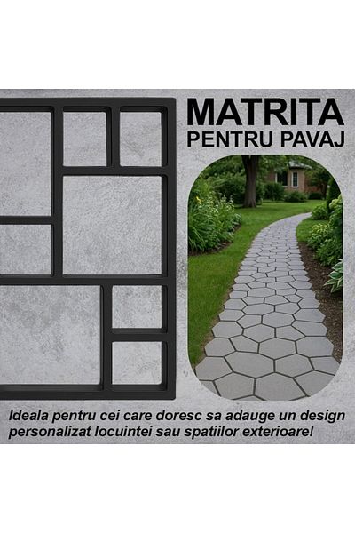 NEXTLY Matrita pavaj din beton NEXTLY, plastic durabil, 44.5x44.5x3.8cm, 21-19 negru