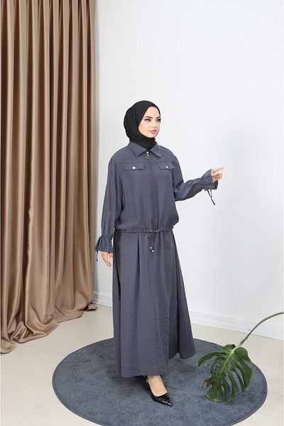 NİSUM MODA Modal Suit with Zippered Skirt