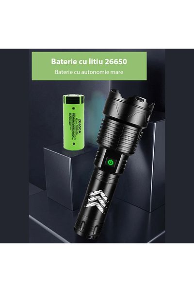 GLIMATECH Professional LED Flashlight, Rechargeable, Adjustable Focus, Usb Charging