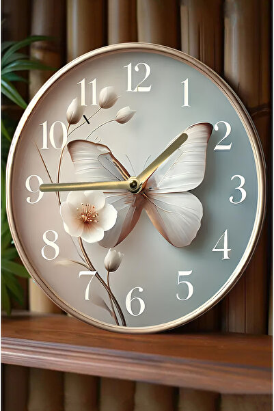 kutuTR 🦋 Zarafetin Zamanla Buluştuğu An – 3D Görünümlü Kelebek Temalı MDF Duvar Saati 🌸 sdw276