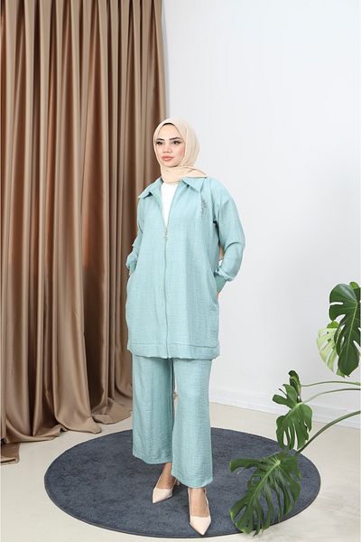 NİSUM MODA Σετ λινό με φερμουάρ