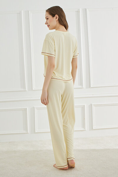 TURAY Cute Shapes Detay Kısakol Kadın Sarı Pijama Takımı