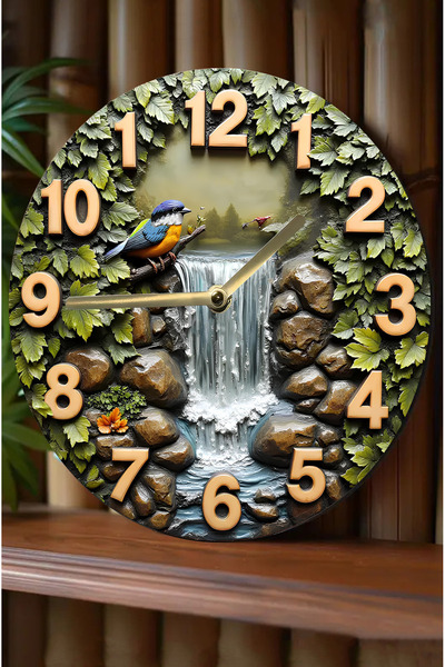 kutuTR 🌿   The Sound of Waterfall – Natural Balance 3D Mdf Wall Clock 🕒 🍃   Sdw269