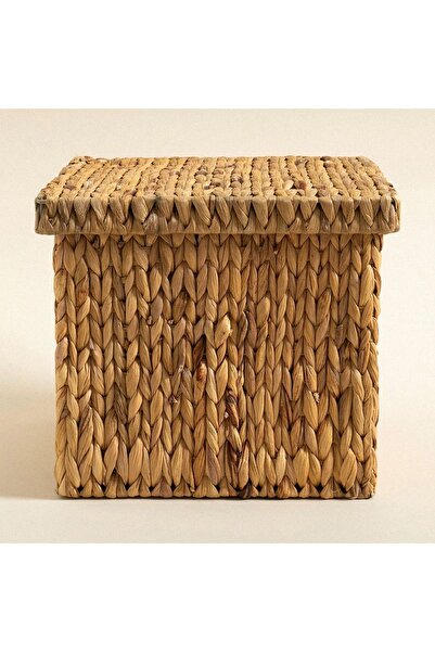 ELZEY HOME Hasır Kapaklı Kare Derin Sele L 38x38 cm Naturel