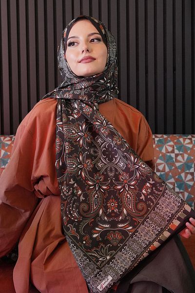 AFVENTE Ethnic Pattern Μαύρο μαλακό βαμβακερό σάλι