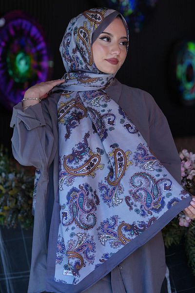 AFVENTE Σάλι Paisley Pattern καπνιστό μαλακό βαμβάκι