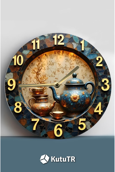 kutuTR MDF 33 cm Sessiz Mekanizmalı Duvar Saati – 2D HD Baskı, 3D Görünümlü Tasarım