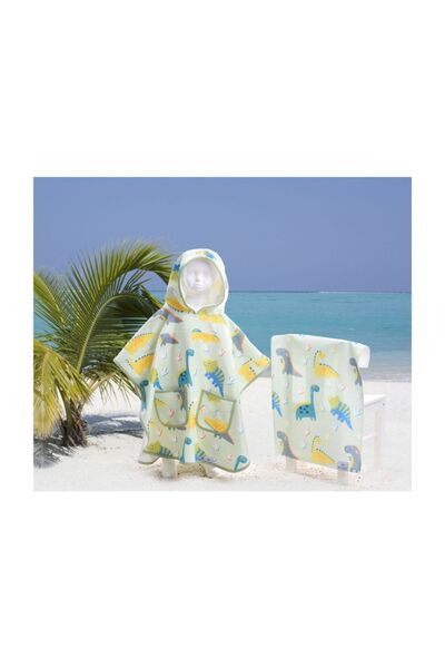 AİRYCOT Children's Poncho Towel Dino