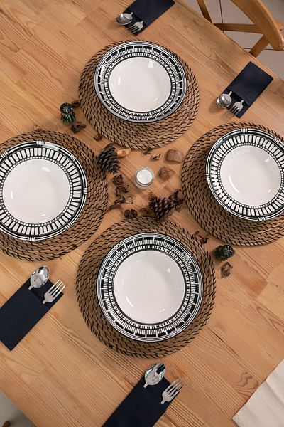 EBUTAY Roma Notte Series – 27 cm Set of 2 Deep Salad, Pasta and Presentation Porcelain Plates