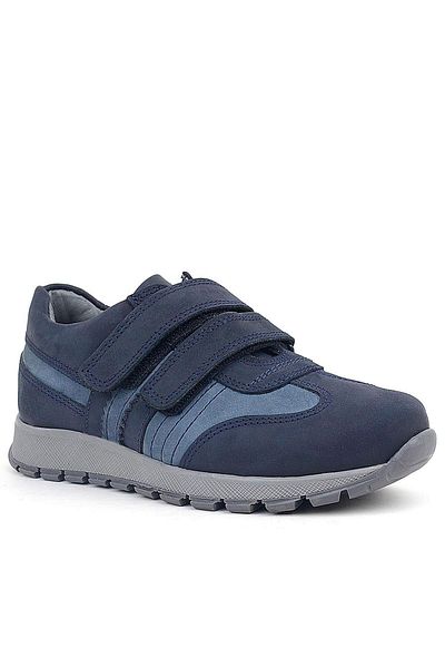 Rakerplus Navy Blue Genuine Leather Children's Sports School Shoes - Velcro