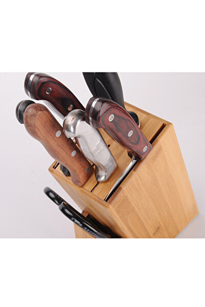 kamptek kamp teknolojisi KampTek Bambu Bıçaklık Standı Mutfak Tezgah Üstü Profesyonel Bıçak Standı