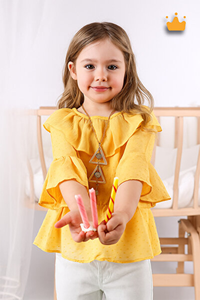 Babyhola 6-9 Yaş Kolyeli Bluz Pantolon Kız Çocuk Yazlık Bayramlık Takım 3098