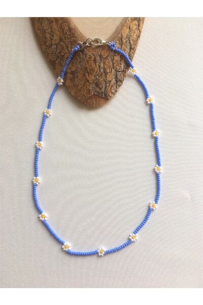 Handmade Minimal Boncuk Papatya Kolye