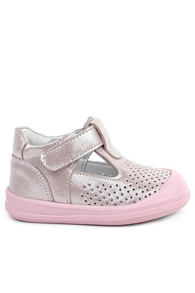 Rakerplus Shaun Genuine Leather Pink Glittered Velcro Anatomical Baby Sandals Shoes