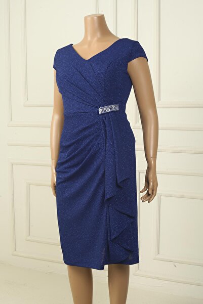 LipLipo Kadın Ön Arka V Yaka Tırnak Kollu Astarlı Yanı Taş Detaylı Mendilli B...