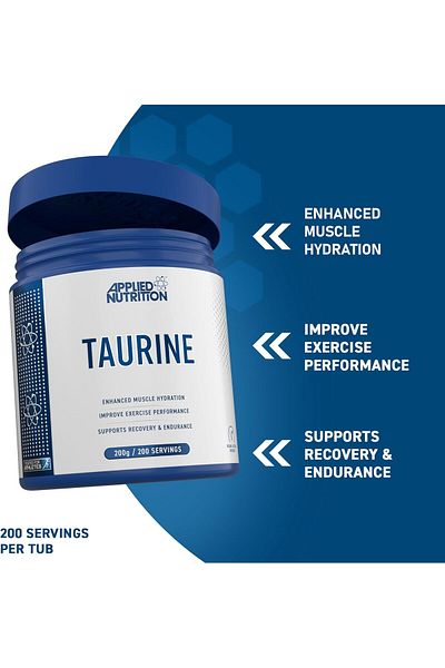 applied nutrition Taurine Powder 1000mg - Pure & Natural Supplement (200G - 200 SERVINGS)