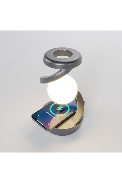 zyteq Lampa inteligenta ZYTEQ®️ rotativa, incarcator wireless, senzor miscare, control multiplu, gri