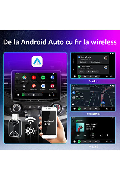 zyteq Adaptor wireless ZYTEQ® C11 2-in-1 CarPlay & Android Auto, WiFi 5GHz, Plug&Play, Negru