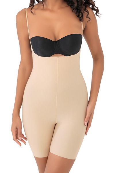 Star Murays Women's Laser Cut Full Length Suspender Bodysuit Corset