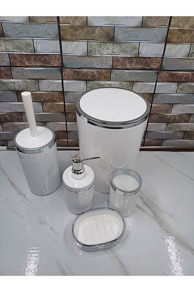 İmera Acrylic 5 Piece Bathroom Set Round Glossy-hard Plastic (NOT CERAMIC)