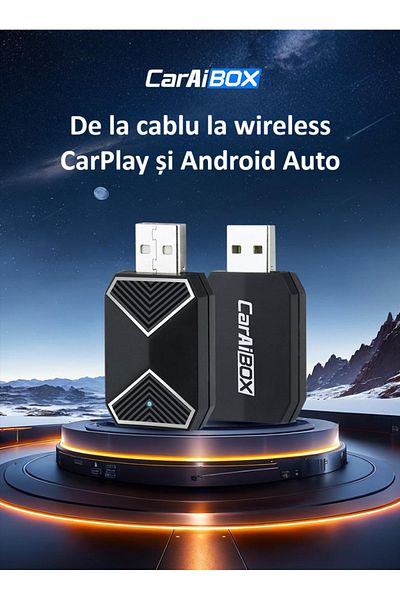 zyteq Adaptor wireless ZYTEQ® C11 2-in-1 CarPlay & Android Auto, WiFi 5GHz, Plug&Play, Negru