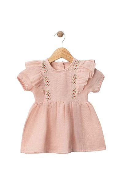 Babexi Embroidered Ruffle Dress Pink